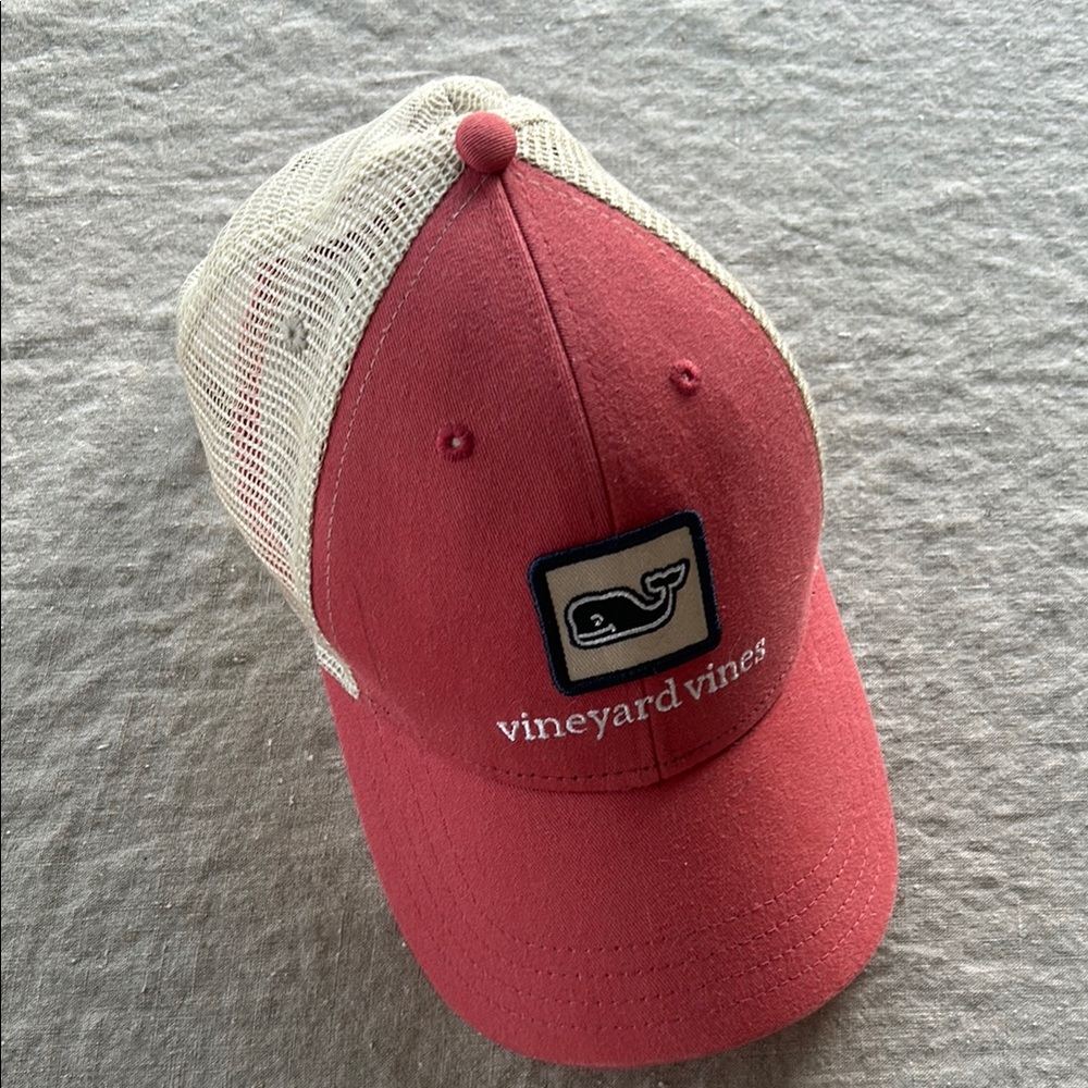 Vineyard Vines Coral and Cream Trucker Hat